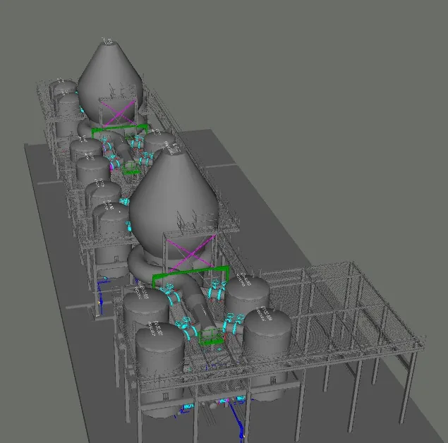 Modelo 3D / BIM de planta industrial a partir de nuvem de pontos